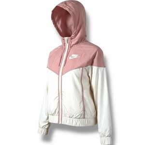 Nike Windrunner Hooded Jacket Small Pink‎ Beige Lightweight Windbreaker Full zip